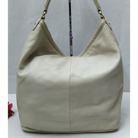 Marc By Marc Jacobs Off-White Leather Turnlock Pockets Zipper Hobo Shoulder Bag - Picture 2 of 16